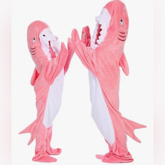 Pink Shark Hoodie Blanket Onesie Bodysuit Halloween Costume Size Women’s Size S - Picture 3 of 12